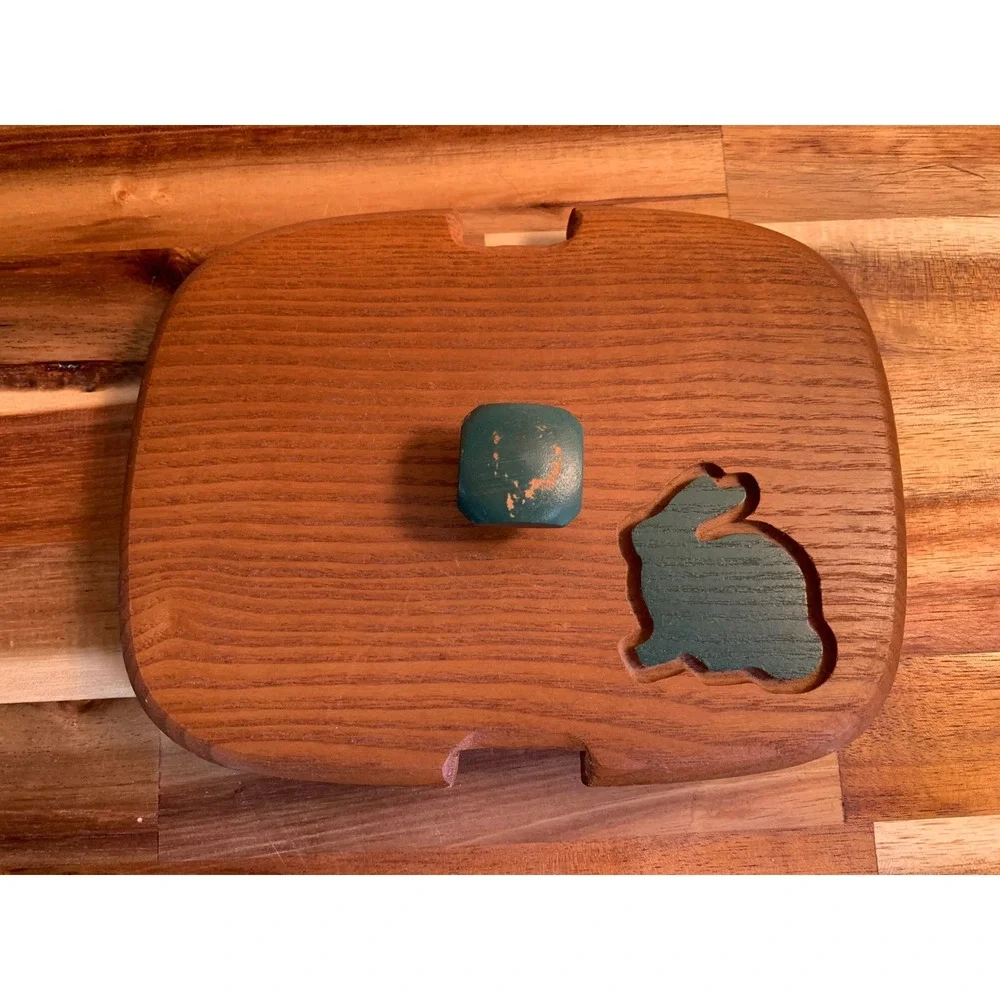 K. S. Lanam Co. Longaberger Wooden Rabbit Lid Tray Vintage Rare Retro
